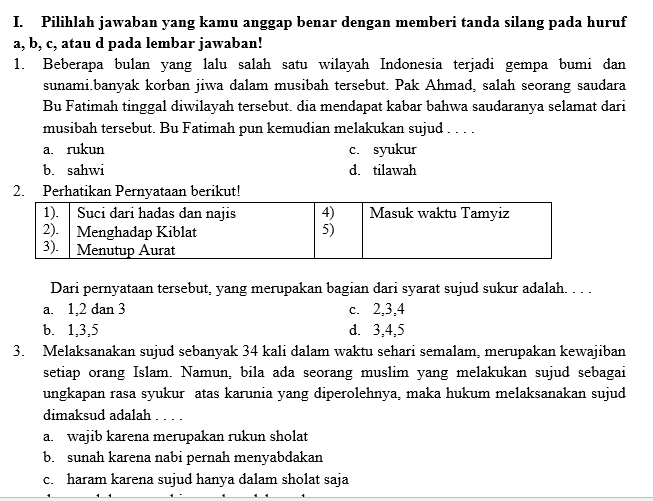 Contoh Kisi Kisi Soal Dan Kunci Jawaban Fikih Pas Gasal Tahun Pelajaran 2020 2021 Dunia Pendidikan
