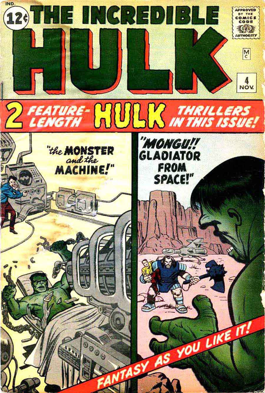 Incredible Hulk v1 #4 marvel comic book cover art by Jack Kirby