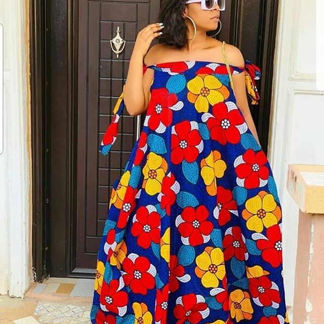 Ankara off Shoulder Gown Styles: 2019 - DeZango