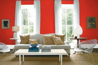 Red paint color living room.