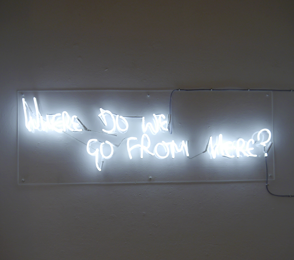 Degree Show, Art School, Dundee Degree show, art exhibition, DJCAD Degree Show 2017, Duncan of Jordanstone College of Art and Design, Neon Sign, Where do we go from here?, Mhairi Anton, Art, Philosophy and Contemporary Practices
