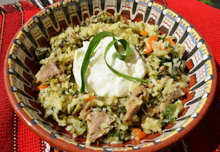 Агнешко месо с ориз и зелена коприва