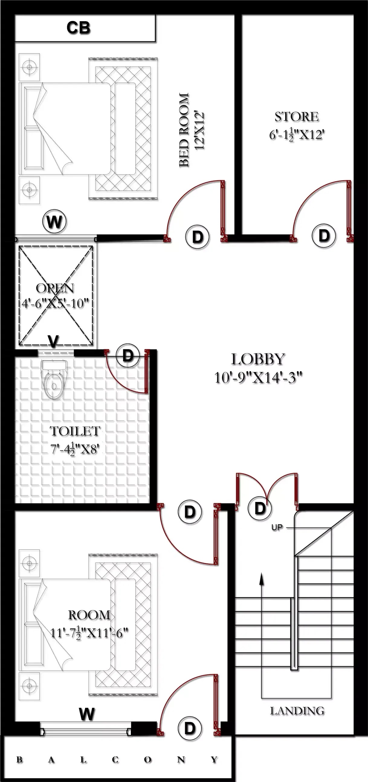 Floor Plan For x40 Ft 2bhk Without Car Parking 800 Sqft Sumit Kush