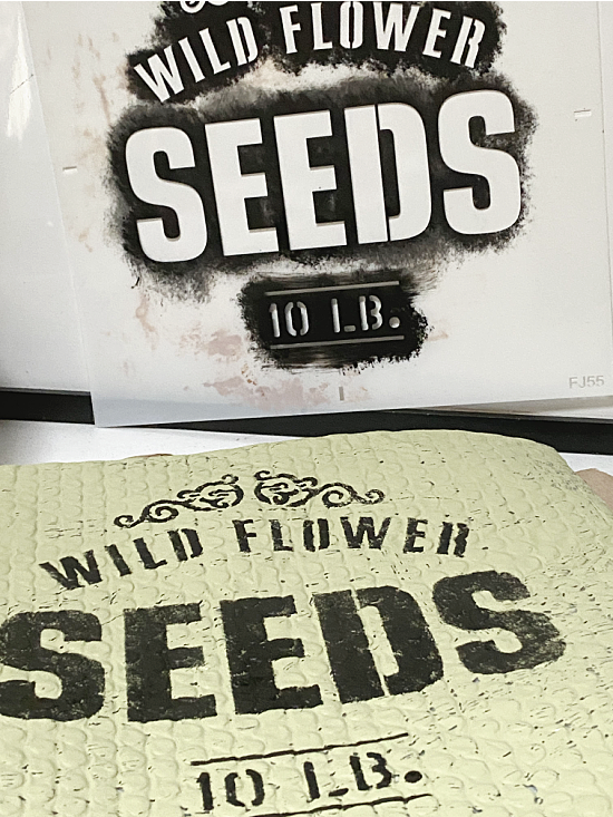 stenciling with an old sign stencil seed stencil