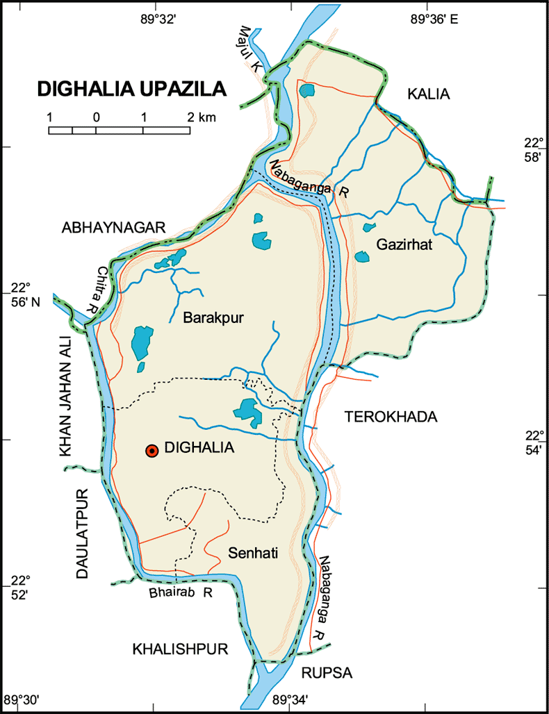 Dighalia Upazila Map Khulna District Bangladesh