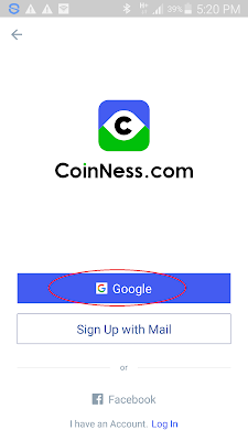 cara masuk dengan akun google di aplikasi coinnes android