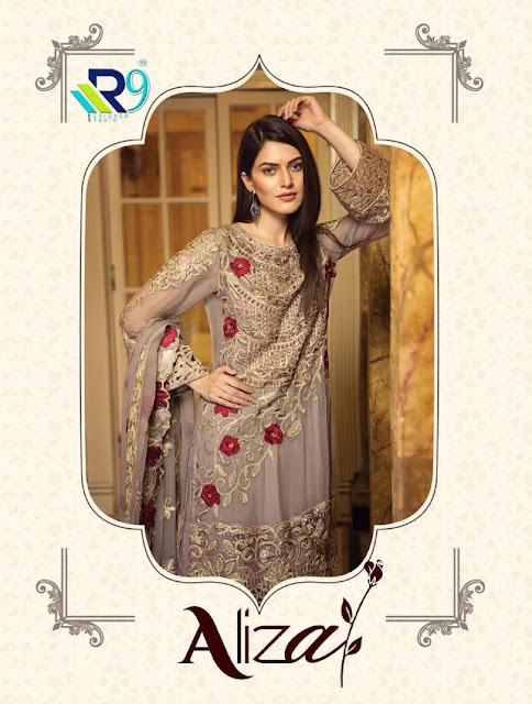 R9 Designer Aliza Georgette pakistani Suits wholesaler