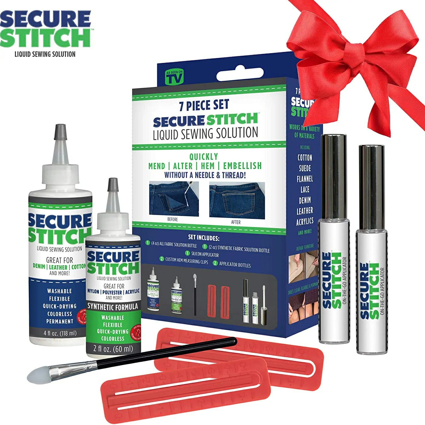 Secure Stitch Liquid Sewing Solution Kit! Fabric Glue That Quickly
