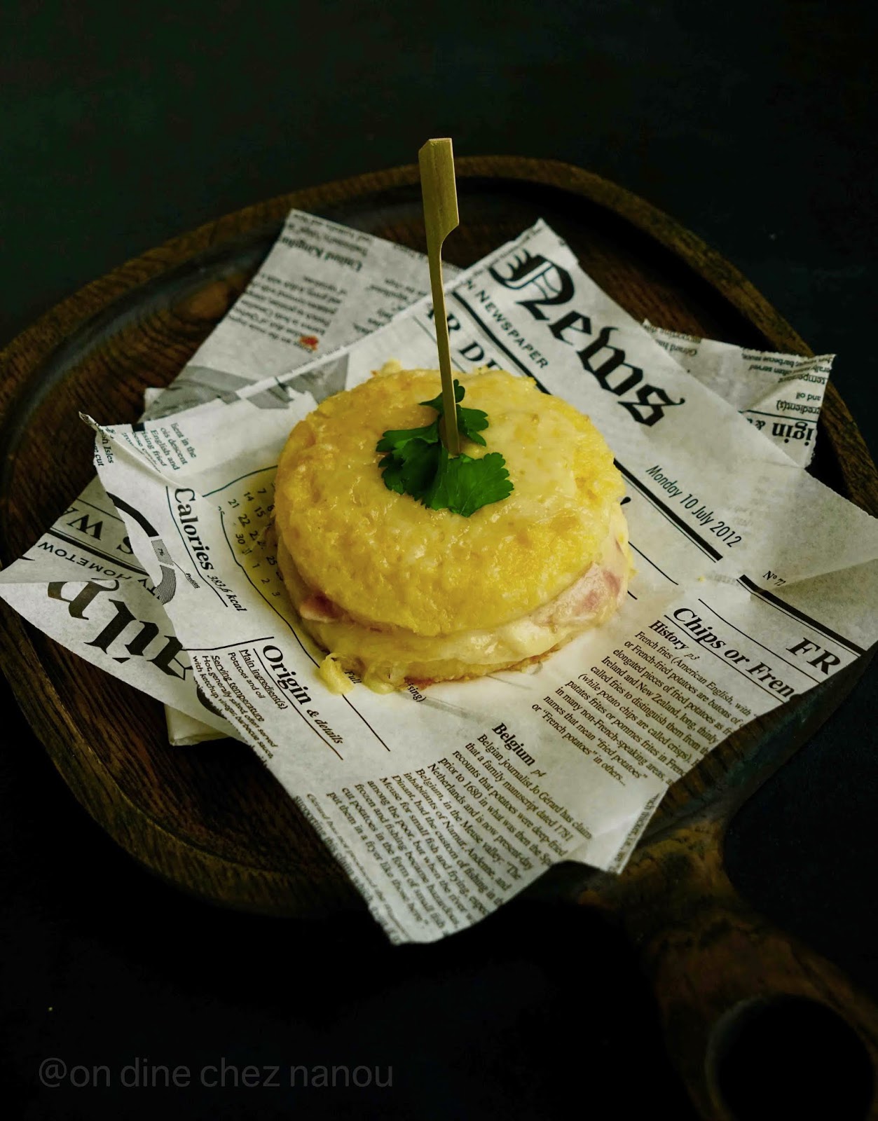 croque monsieur en polenta polenta , comté , jambon , croque monsieur revisité