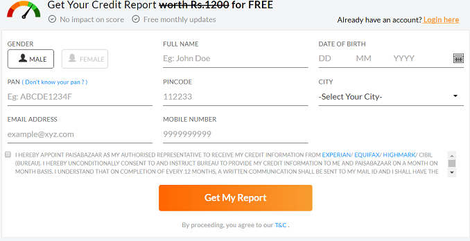 Get Free Credit Score Report from Paisabazaar Get Free Credit Score Report from Paisabazaar