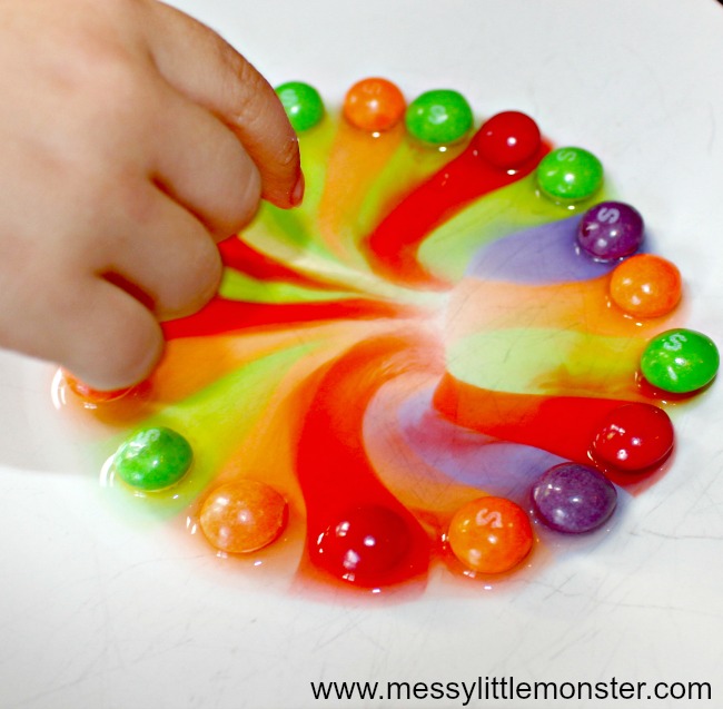 Rainbow Skittles A fun and easy science experiment for kids! Messy