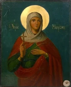 Αγιορείτικη εικόνα της Αγίας Μαρίνας   με ενσωματωμένο μικρολείψανό της (1938).