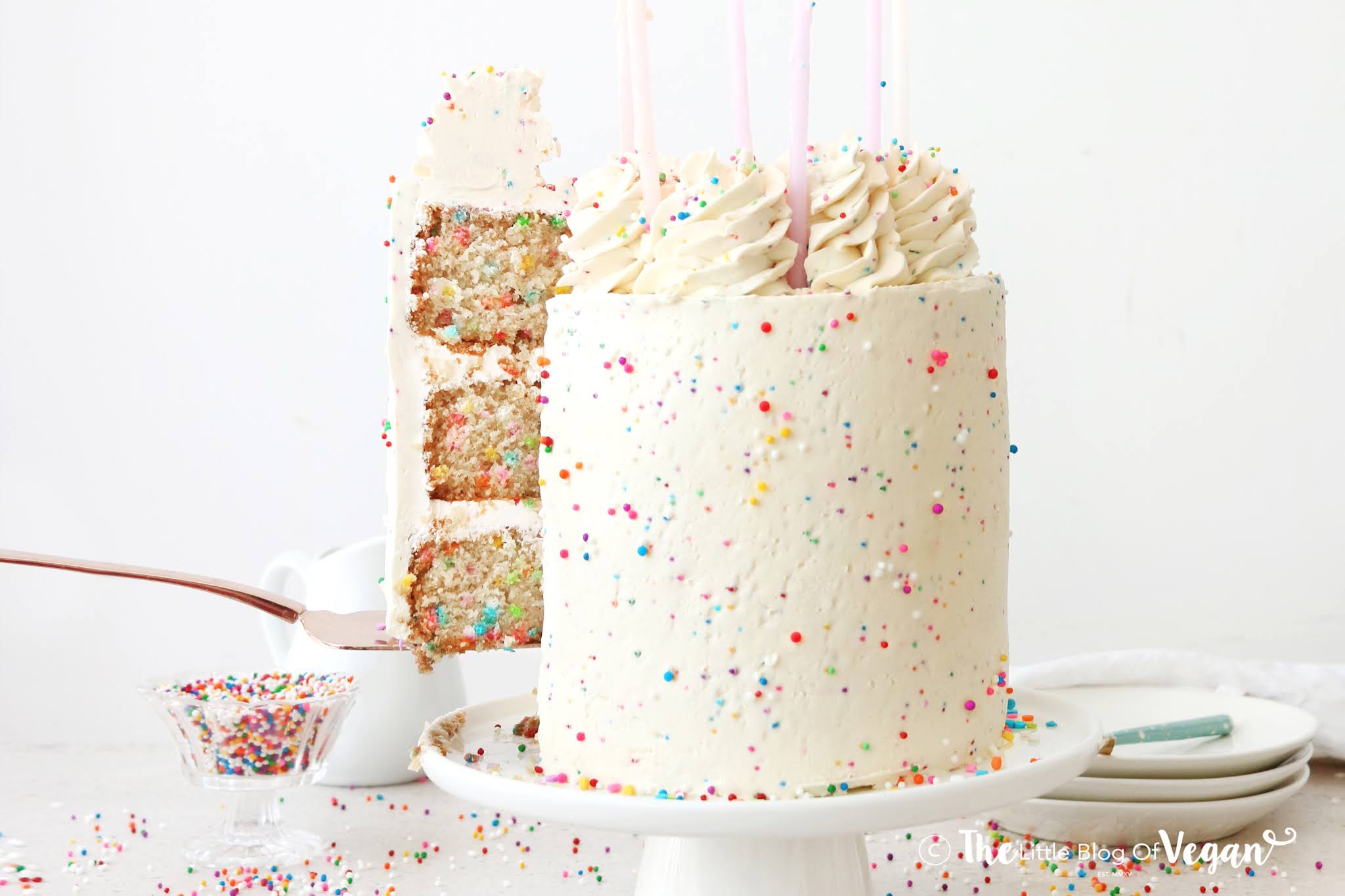 Vegan Vanilla Birthday Cake - The Little Blog Of Vegan