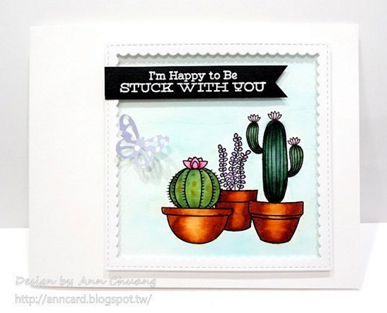 Laina Lamb Design Sweet Succulents stamp set and Stitched Square Scallop Frames Die-namics - Ann Chuang #mftstamps