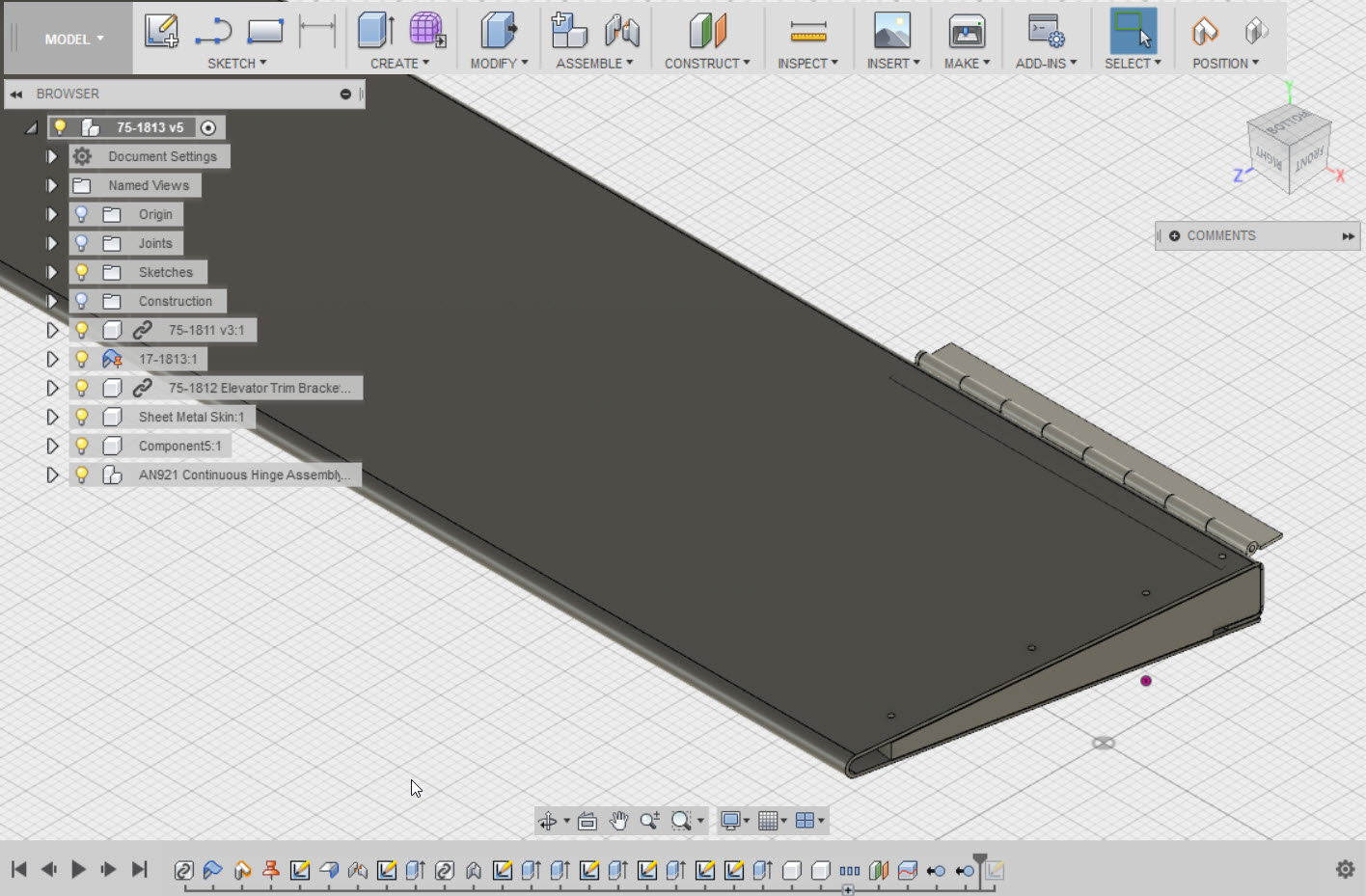 The finished hinge placed into position.