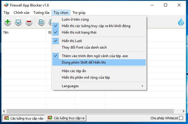 Sử dụng phím Shift để hiển thị Sử dụng phím Shift để hiển thị