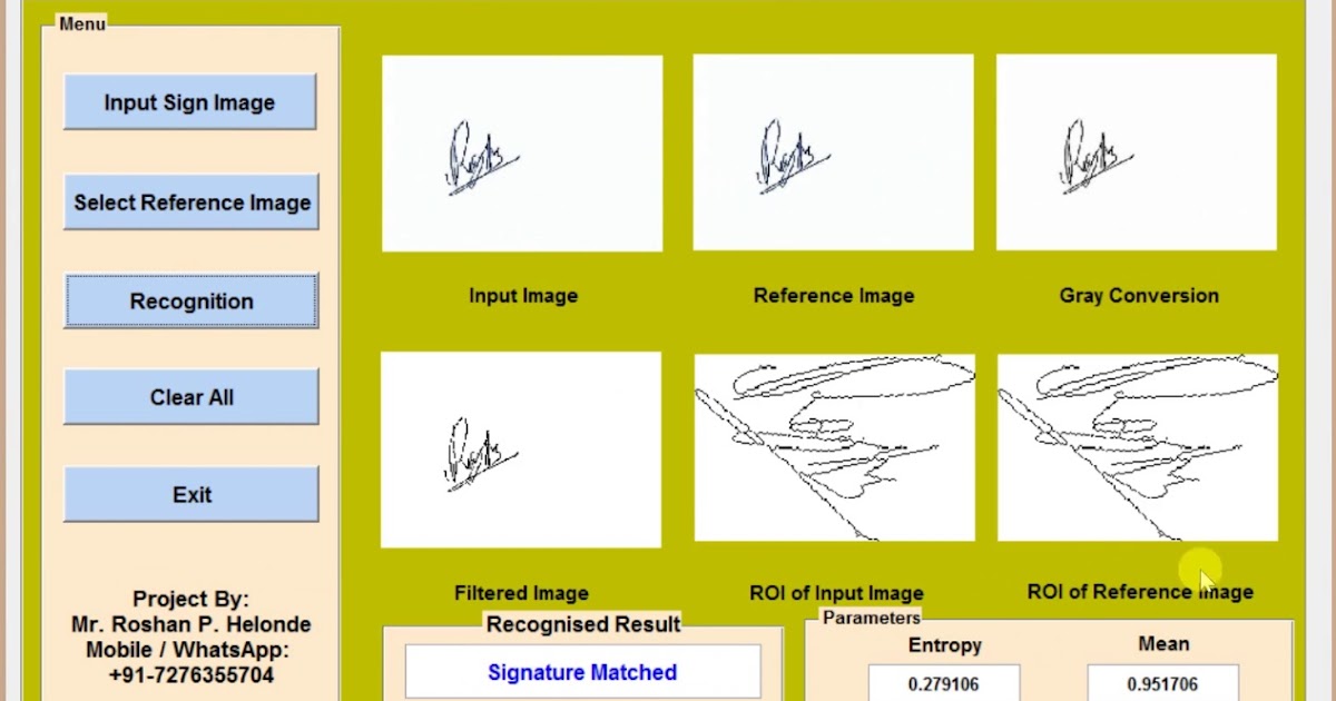 Matlab Code for Signature Recognition & Verification using Image