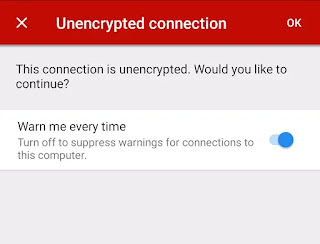VNC Unencrypted connection okey