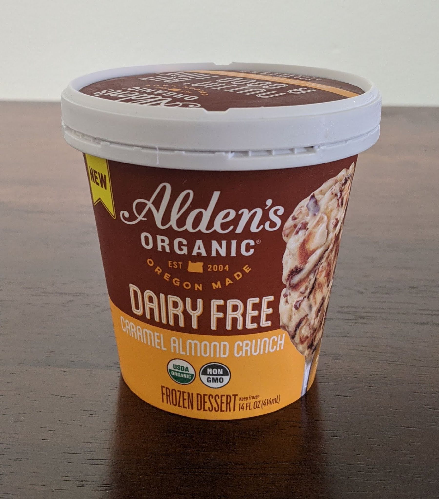 Vegan Adjacent Review Alden's Dairy Free Caramel Almond Crunch