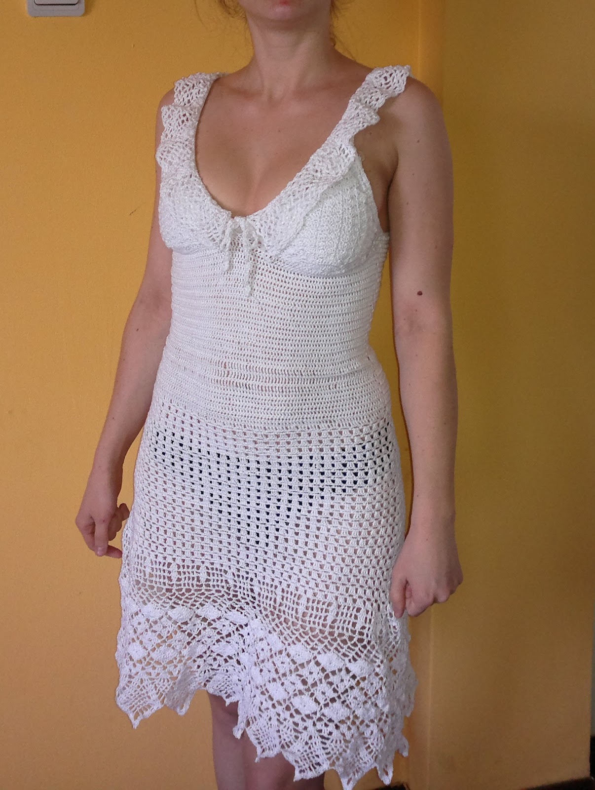 White Crocheted Summer Dress as seen on Jennifer Aniston "Wanderlust