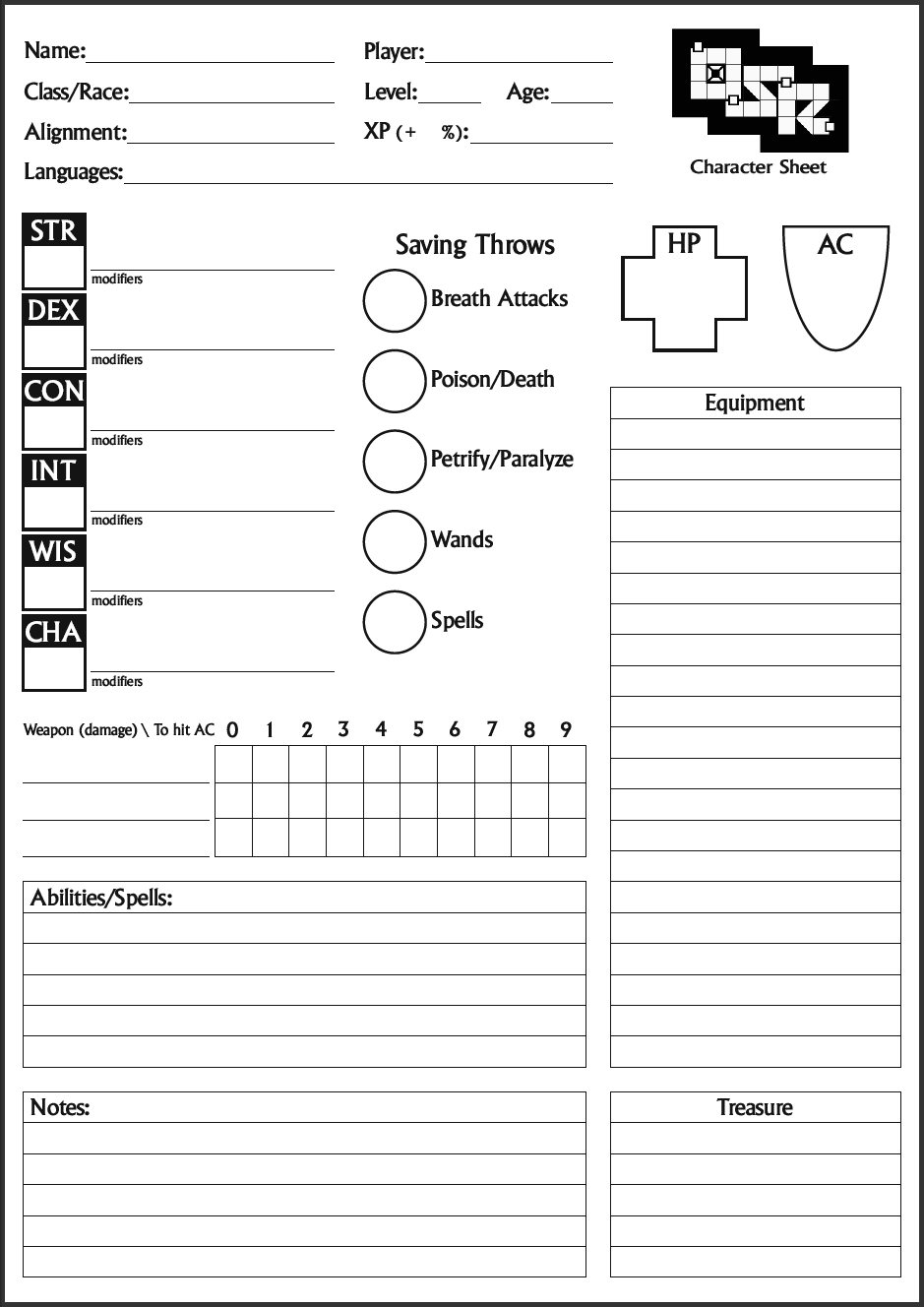 Oubliette Magazine: Indiegogo OSR Character Sheet Pad