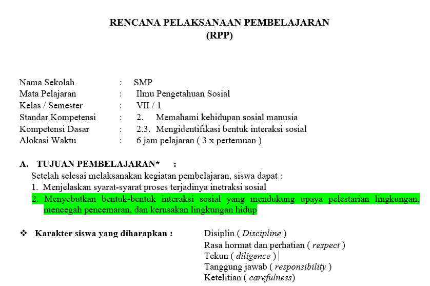 Rpp Dan Silabus Adiwiyata Ips Kelas 7 Semester Ganjil Didno76 Com