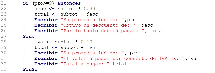 Algoritmo para calcular colegiatura alumno