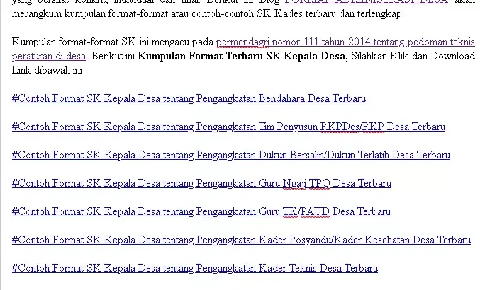 kumpulan sk kepala desa terbaru, Contoh Surat Keputusan Kepala Desa tentang, download SK Kades format Doc/Word dan PDF lengkap