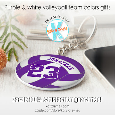 Volleyball purple and gold team colors gifts