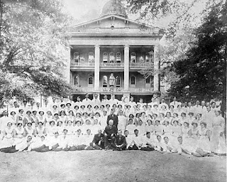 An image of a black and white photograph of Jemison Center or Old Bryce Hospital people