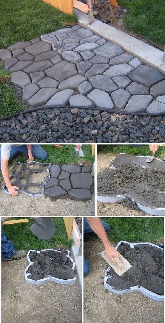 cement cobblestone path garden