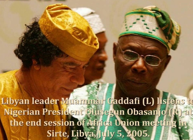 Obasanjo Kneels To Beg gaddafi Obasanjo Kneels To Beg gaddafi