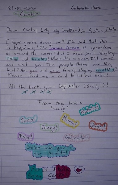 Fattitaliani It Gabriella Waite Scrive Al Nonno E Al Fratello Le Lettere Per Andratuttobene C E Poesia Oltre Il Virus