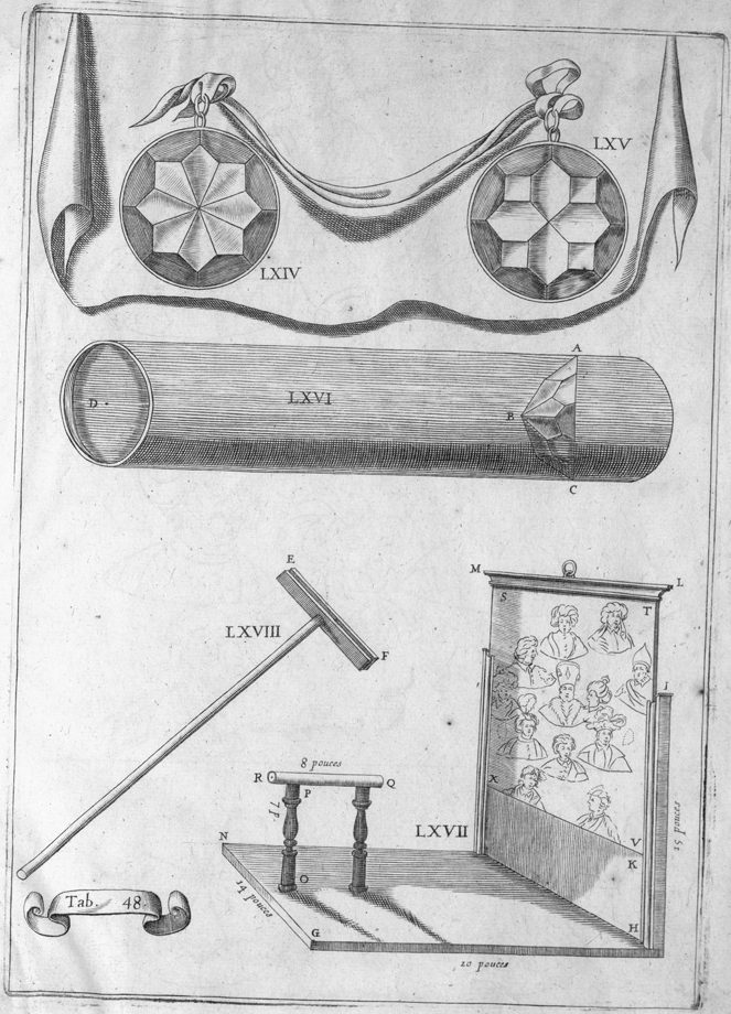 diagram from art perspective book : various engraved paintings and art tools