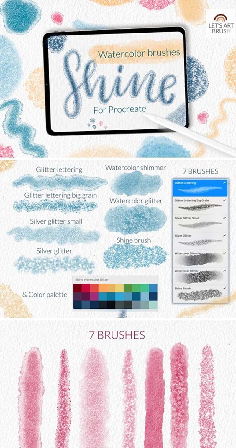 Shimmer glitter watercolor Procreate 2 sdasgerftg