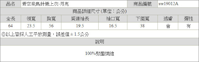 青空飛鳥淺灰色薄針織上衣尺寸表