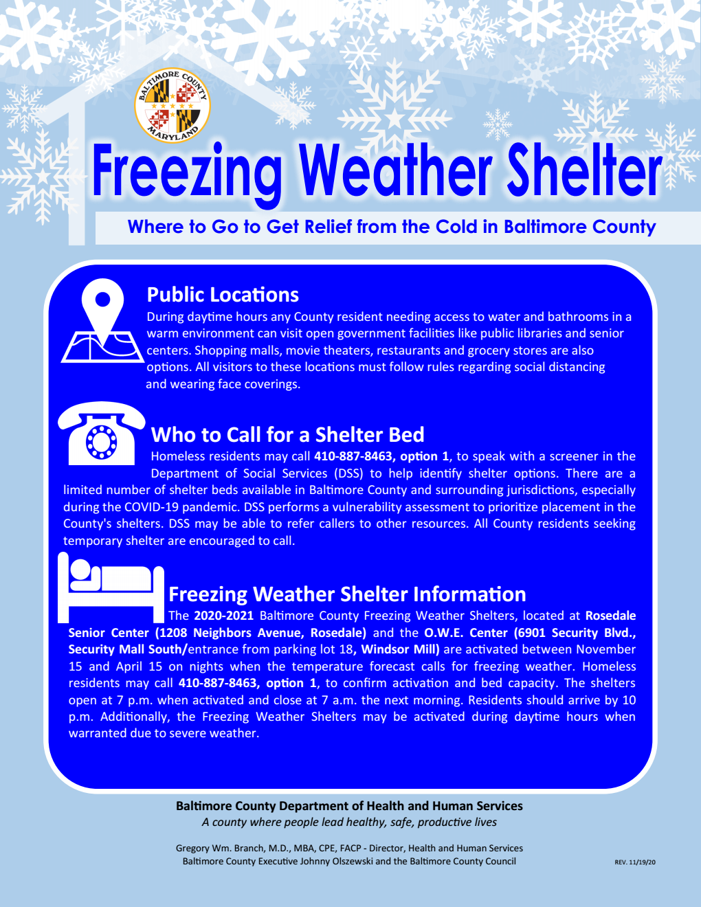 (Baltimore County, MD) Freezing Weather Shelter Flyer