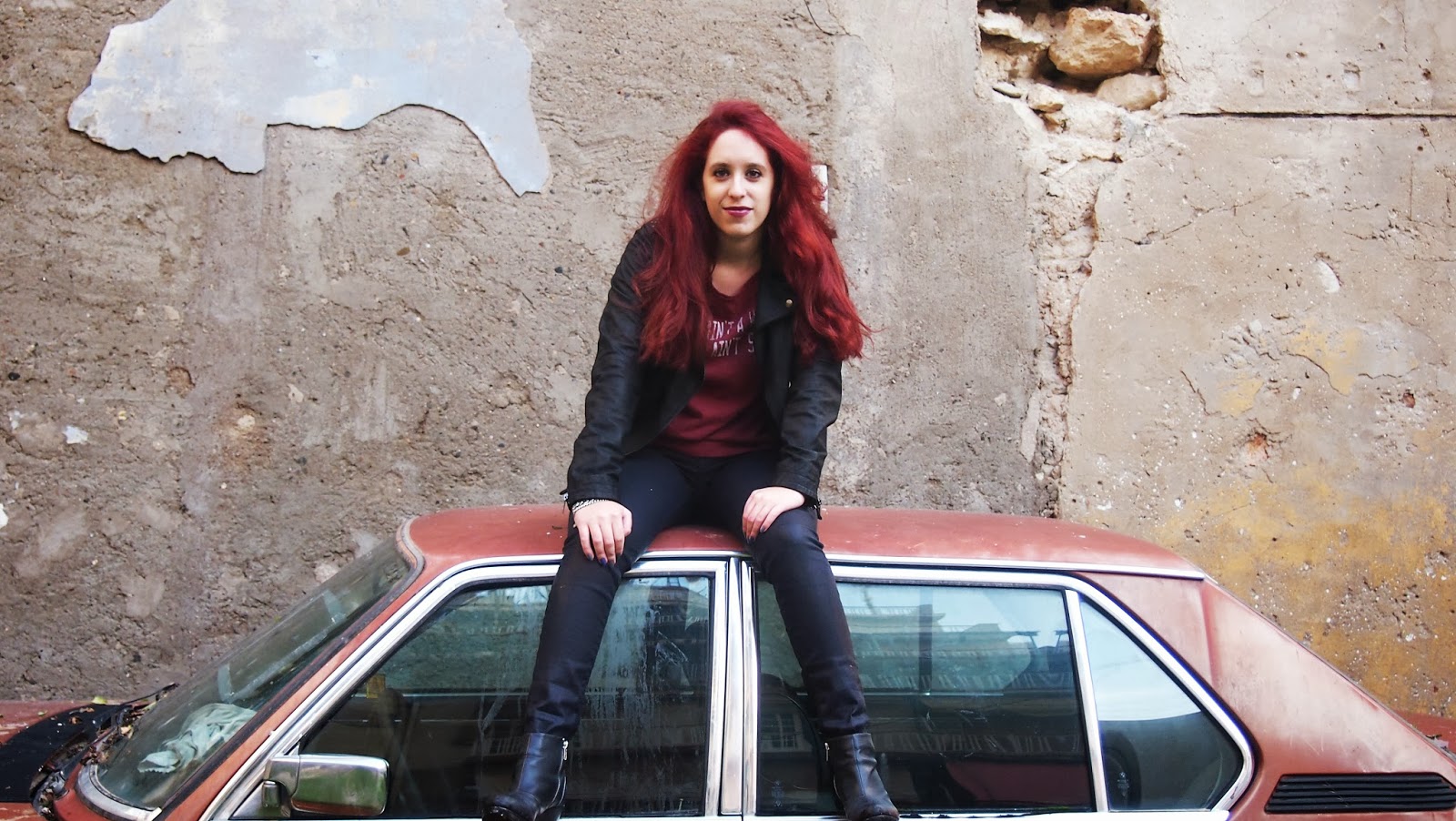 Anna Keni,redhead, spotlights on the redhead,fashion,model,blogger, Act&React, Act and React, wrangler, dyrberg/kern, dyrberg kern, lee, official, going to hell, pretty reckless, rock, old car, attitude