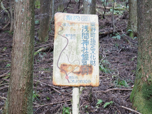 浅間神社鍾乳洞への案内標識