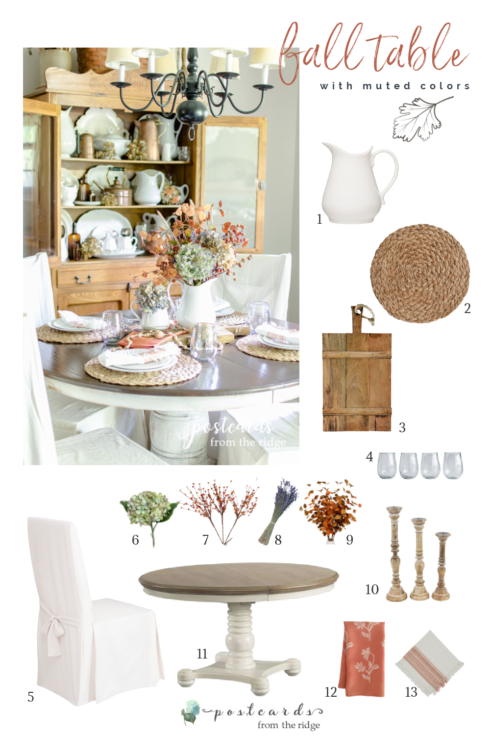 fall table with muted colors and subtle textures