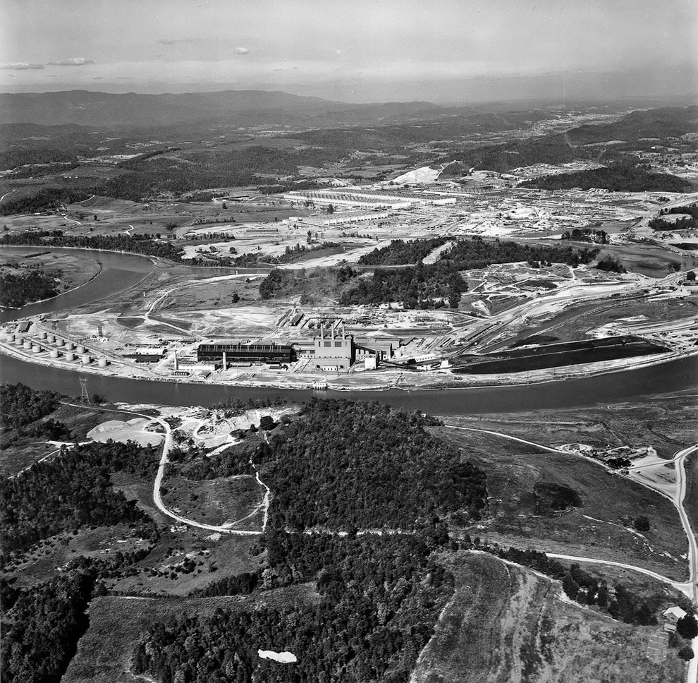 Historical 1945 K25 Plant Aerial Oak Ridge Tennessee. ORNL has