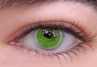 green and diamond contact lens