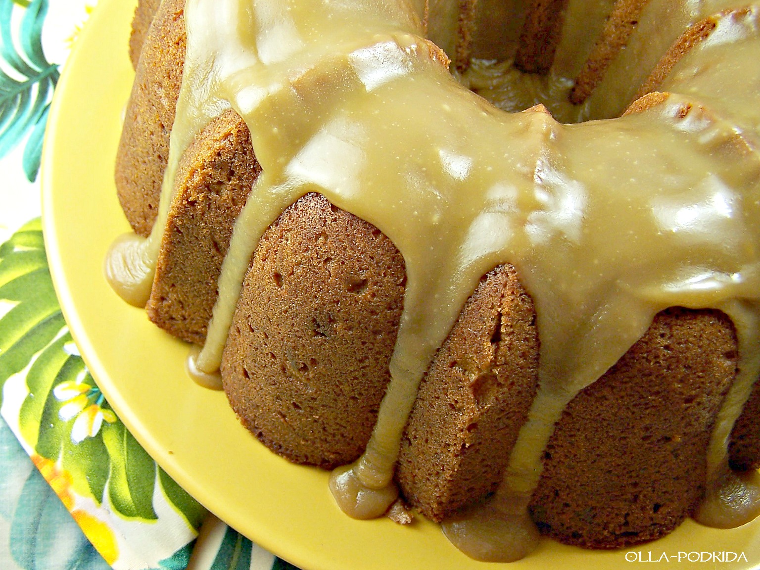 OllaPodrida Caramel Pound Cake with Salted Toffee Glaze