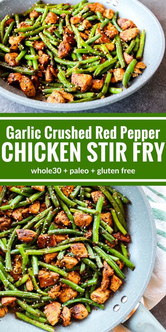Garlic Crushed Red Pepper Chicken Stir Fry vegan recipe meal prep