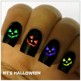 uñas halloween calabazas de colores uñas halloween calabazas de colores