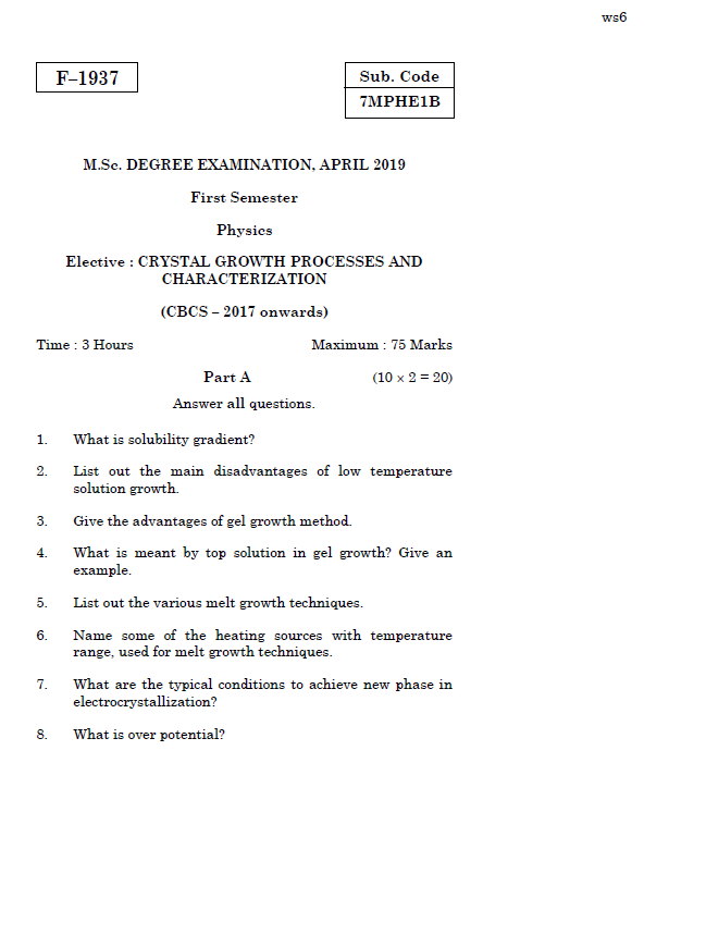 Alagappa University M.Sc. Physics CRYSTAL GROWTH PROCESSES AND