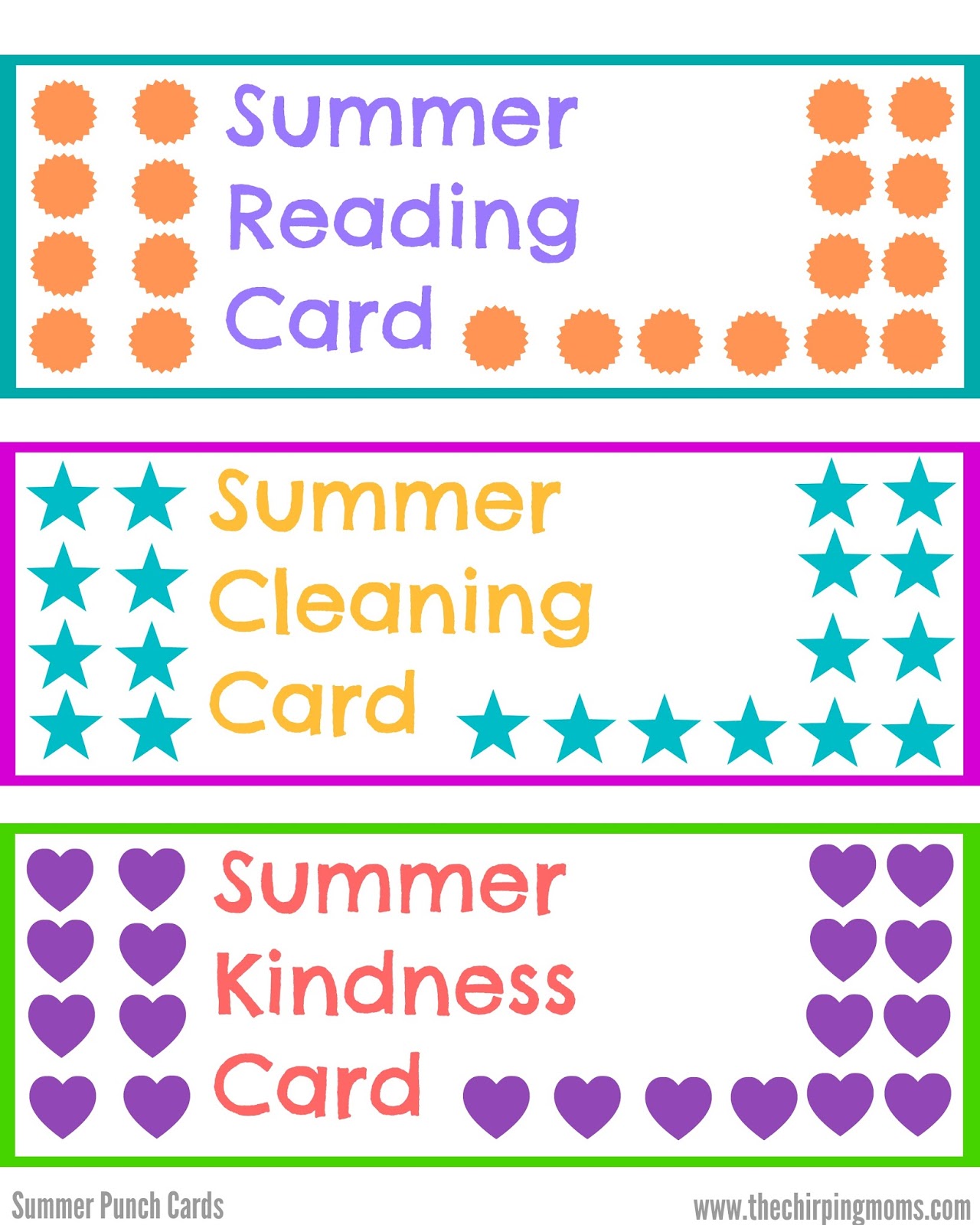 Summer Punch Cards For Kids With FREE Printables Summer Punch Cards For Kids With FREE Printables