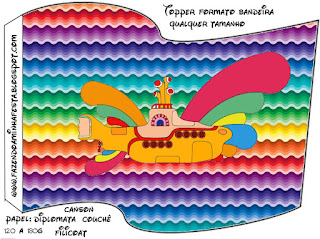 Beatles Yellow Submarine: Free Party Printables. Beatles Yellow Submarine Food Toppers or Flags.
