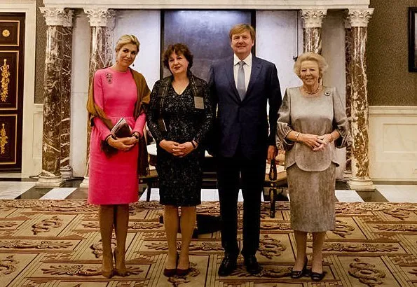 Princess Beatrix, Sociology Professor Michèle Lamont. Refugee Company. Queen Maxima wore pink dress