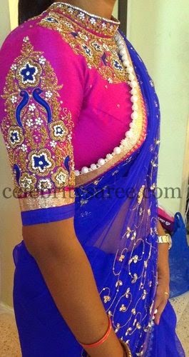 Pink High Neck Blouse by Mugdha - Saree Blouse Patterns